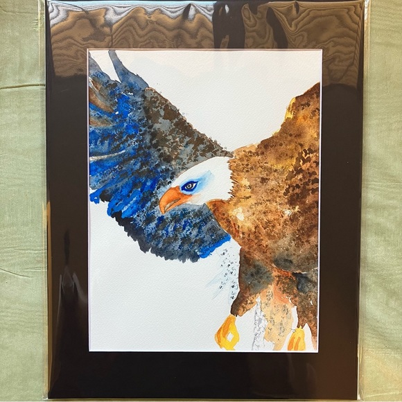Watercolor Bird Animal Wall Art, Eagle Painting Framed in Acid Free Art Kit - Picture 2 of 4